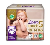 Libero, Pannolini Touch Open per Bambini, 240 Pannolini Taglia 5 per Bambini da 10-14 Kg, 6 Confezioni da 40 Pannolini Monouso