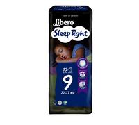 Libero SleepTight 9 Pannolini Da Notte Per Bambini 22-37kg 10 Pezzi