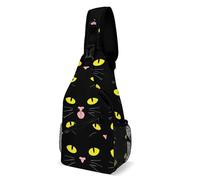 Libero Zaino A Monospalla Cool Funny Cats Black Borsa A Tracolla Sul Petto Causal,Unisex Sling Bag per Donna Alpinismo Ciclismo