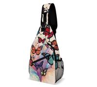Libero Zaino Monospalla Colorful Butterflies Borse Petto Multifunzionale,Pratica Borsa A Spalla Uomo per Uomo Campeggio Viaggio