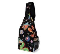 Libero Zaino Monospalla Cool Chinese Dragons Borsa A Tracolla Tattica Multiuso,Pratica Borsa Tattica Sul Petto Militare per Moto Uso Quotidiano Donna