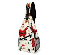 Libero Zaino Monospalla Cute Cartoon Santa Claus Christmas Borsa Sul Petto Antifurto,Unisex Tattico Borsetta per Palestra Alpinismo Campeggio