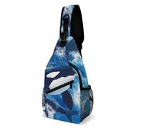 Libero Zaino Monospalla Ocean Sea Animals Killer Whales Orcas Art Tracolla Borse Antifurto,Moda Borsa Crossbody per Moto Trekking Palestra