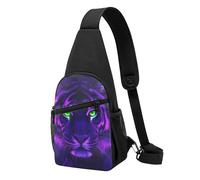 Libero Zaino Monospalla Purple Galaxy Sky Wild Animals Tiger Borsa A Tracolla Sul Petto Multiuso Tattico Borsetta per Donna Trekking Viaggio