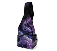 Libero Zaino Monospalla Trippy Abstract Purple Tie Dye Borsa A Tracolla Militare Antifurto,Portatile Spalla Borsa per Outdoors Palestra Uomo