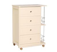 Liberoshopping Carrello Cassettiera GIADA con PORTABOTTIGLIE con piano in ceramica (Avorio)