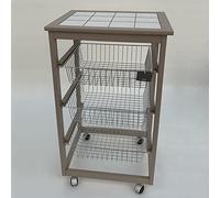 Liberoshopping Carrello cucina in legno 3 cestelli portafrutta e 4 ruote (Laccato Tortora)