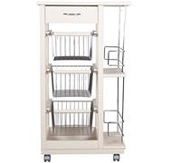 Liberoshopping Carrello cucina salvaspazio SLIM con portabottiglie top in ceramica con ruote per Casa cucina giardino (Laccato Bianco)