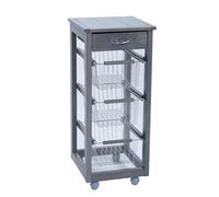 Liberoshopping Carrello Cucina Slim in Legno di faggio 3 cesti e 1 cassetto Top Ceramica 4 Ruote girevoli casa Cucina Giardino (Laccato Grigio)