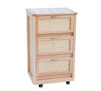 Liberoshopping Carrello da cucina mobiletto 49x38xh83 LANDHELL LUSSO con ante a ribalta e ruote per casa giardino (Naturale)