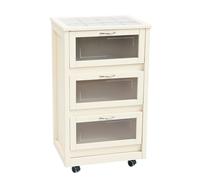 Liberoshopping Carrello da cucina mobiletto LANDHELL LUSSO con ante a ribalta e ruote per casa giardino (Avorio Ante Vetro)