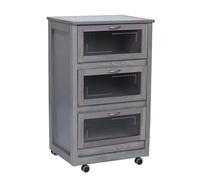 Liberoshopping Carrello per cucina LANDHELL LUSSO con ante a ribalta e ruote per casa giardino 48x38xh83 cm (Grigio)
