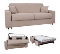 Liberoshopping Divano letto 3 posti sfoderabile in tessuto idrorepellente - apertura a ribalta con rete e materasso aloe - made in italy - modello ROLEN (Beige)