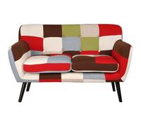 Liberoshopping Divano Poltrona Pouf in tessuto patchwork con gambe nere seduta imbottita (2 Posti)