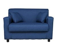 Liberoshopping Divano sfoderabile 2 posti in tessuto imbottito con braccioli larghezza 124 cm (Blue)