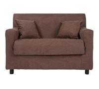 Liberoshopping Divano sfoderabile 2 posti in tessuto imbottito con braccioli larghezza 124 cm (Marrone)