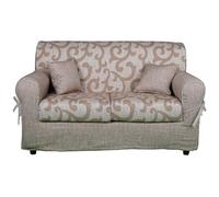 Liberoshopping Divano sfoderabile 2 posti in tessuto imbottito con braccioli larghezza 150 cm (Damasco Beige)