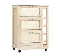 LIBEROSHOPPING.EU - LA Tua CASA in Un Click Carrello mobiletto da Cucina con Ruote Ante a ribalta e portabottiglie Laterale Legno 60x40xH86(Naturale)