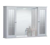 LIBEROSHOPPING.eu - LA TUA CASA IN UN CLICK Specchiera Mobile Contenitore da Bagno PLUTONE Bianco Lucido con 2 Ante e Luce LED (con Specchio)