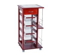 LIBEROSHOPPING.eu - LA TUA CASA IN UN CLIK Carrello salvaspazio con cesti portafrutta portabottiglie Ruote e Piano (Ciliegio)