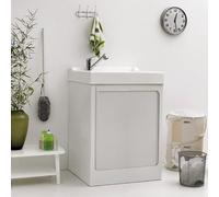 Liberoshopping Lavatoio in Abs Bianco con box per lavatrice e vasca in resina 73x68 cm