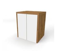 Liberoshopping Mobile Coprilavatrice in Legno Nobilitato - 2 Ante, Push and Pull - L79 x P65 x H91 cm - Per Lavatrice o Asciugatrice, Salvaspazio, Facile da Montare (Bianco/Noce)
