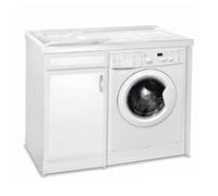 Liberoshopping Mobile lavatoio 105x60 cm in Pvc con vasca in resina portalavatrice Bianco (Vasca a Sinistra)