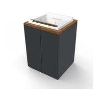 Liberoshopping Mobile Lavatoio in Legno 2 Ante con Vasca in Resina Bianco, Ripiano Interno, Apertura Push Pull, 71x65 cm, per Lavanderia e Spazi Piccoli (Grafite Opaco/Noce)