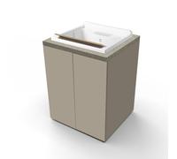 Liberoshopping Mobile Lavatoio in Legno 2 Ante con Vasca in Resina Bianco, Ripiano Interno, Apertura Push Pull, 71x65 cm, per Lavanderia e Spazi Piccoli (Tortora Opaco/Pietra)