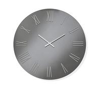 Liberoshopping Orologio da parete rotondo in cristallo con numeri romani SEAN (Fumè/Argento, D60)