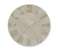 Liberoshopping Orologio rotondo in legno rivestito con parato con effetto texture ADAK (Oro, Diametro 40 cm)