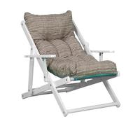 Liberoshopping poltrona in legno pieghevole con cuscino imbottito e telaio bianco, reclinabile in 3 posizioni - ideale per giardino, terrazzo o balcone (Tortora)