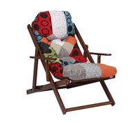 Liberoshopping Poltrona in Legno Pieghevole Relax 3 Posizioni Cuscino Imbottito made in italy telaio noce (Patchwork)