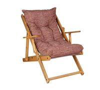 Liberoshopping Poltrona Pieghevole sdraio in legno Abete 3 Posizioni Cuscino tessuto Imbottito per soggiorno giardino made in italy - RELAX - RELAX (Rosso Strit)