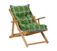 Liberoshopping Poltrona Pieghevole sdraio in legno Abete 3 Posizioni Cuscino tessuto Imbottito per soggiorno giardino made in italy - RELAX (Verde)
