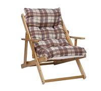 Liberoshopping Poltrona Pieghevole sdraio in legno Abete 3 Posizioni Cuscino tessuto Imbottito per soggiorno giardino made in italy - RELAX (Marrone)