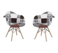 Liberoshopping Poltrona sedia in tessuto patchwork imbottita EMILY Marrone (Patchwork Marrone Set 2 pezzi)