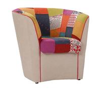 Liberoshopping Poltrona Valentina A POZZETTO in Tessuto Beige e Seduta Tessuto Patchwork (Beige)