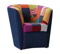 Liberoshopping Poltrona Valentina A POZZETTO in Tessuto Blu e Seduta Tessuto Patchwork (Blu)