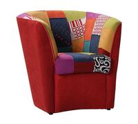 Liberoshopping Poltrona Valentina A POZZETTO in Tessuto Bordeaux e Seduta Tessuto Patchwork (Bordeaux)