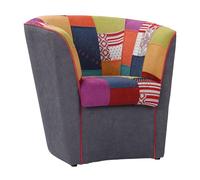 Liberoshopping Poltrona Valentina A POZZETTO in Tessuto Grigio E Seduta Tessuto Patchwork (Grigia)