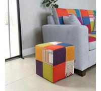 Liberoshopping Pouf Quadrato 41x41xH48 cm, Imbottito in Tessuto Antimacchia, Poggiapiedi Design Moderno per Soggiorno e Camera, 100% Made in Italy (Patchwork)