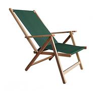 Liberoshopping Sdraio mare in legno e tela richiudibile per campeggio piscina giardino reclinabile in 2 posizioni verde