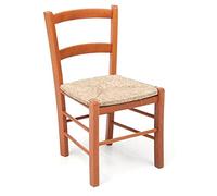 Liberoshopping Sedia della nonna Mezzana in legno di faggio, seduta paglia, 71x33x39 cm (Ciliegio)