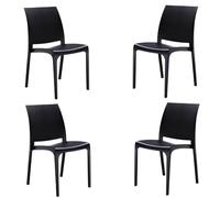 Liberoshopping Sedia impilabile in polipropilene moderna per interni ed esterni giardino bar cucina modello Volga (Nero 4 Sedie)