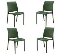 Liberoshopping Sedia impilabile in polipropilene moderna per interni ed esterni giardino bar cucina modello Volga(Verde 4 Sedie)