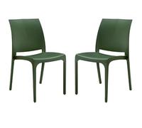 Liberoshopping Sedia impilabile in polipropilene moderna per interni ed esterni giardino bar cucina modello Volga(Verde 2 Sedie)