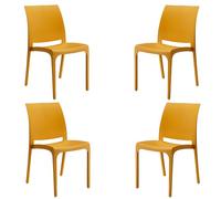 Liberoshopping Sedia impilabile in polipropilene moderna per interni ed esterni giardino bar cucina modello Volga (Senape 4 sedie)
