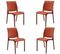 Liberoshopping Sedia impilabile in polipropilene moderna per interni ed esterni giardino bar cucina modello Volga (Rosso 4 Sedie)