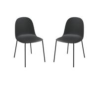 Liberoshopping Sedia in polipropilene resistente con gambe in metallo - FOX 2 sedie (Nero)